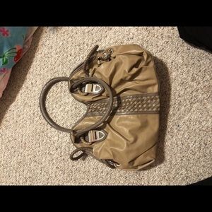 Faux leather brown cream purse shoulder bag